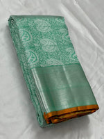 Load image into Gallery viewer, Classic Sea Green Silver 2gm Zari Bridal Elegance Kanchipuram Handloom Silk Saree SS23844
