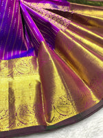 Load image into Gallery viewer, Classic Purple &amp; Green 2gm Zari Bridal Elegance Kanchipuram Handloom Silk Saree SS25569
