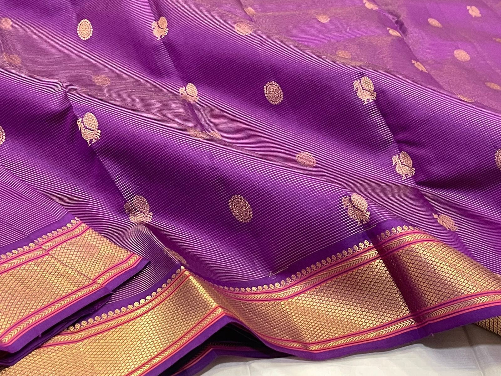 Classic Purple Jam 1gm Zari Elegance Kanchipuram Handloom Silk Saree SS24453