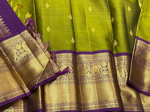 Classic Spring Green & Violet 1gm Vintage Kanchipuram Handloom Silk Saree SS26278
