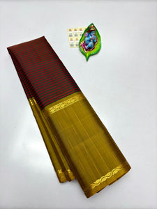 Classic Coffee Brown & Mustard Gold Elegance Kanchipuram Handloom Silk Saree SS23746