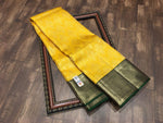 Load image into Gallery viewer, Classic Sunny Yellow &amp; Bottle Green Bridal Elegance Kanchipuram Handloom Silk Saree SS26696
