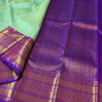 Load image into Gallery viewer, Classic Sea Green &amp; Purple 2gm Zari Bridal Elegance Kanchipuram Handloom Silk Saree SS28207
