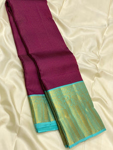 Classic Wine Red  & Ice Blue 1gm Zari Vaira Oosi Checks Elegance Kanchipuram Handloom Silk Saree SS25499