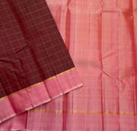 Load image into Gallery viewer, Classic Dark Pecan Chocolate &amp; Pink Elegance Kanchipuram Handloom Silk Saree SS27654
