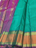 Load image into Gallery viewer, Classic Teal Green &amp; Purple 2gm Zari Kanchipuram Handloom Silk Saree SS26248
