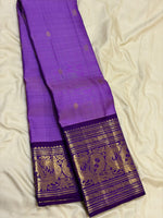Load image into Gallery viewer, Classic Lavender Long Border Vintage Elegance Kanchipuram Handloom Silk Saree SS27181

