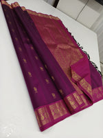 Load image into Gallery viewer, Classic Berry Plum &amp; Deep Pink 2gm Zari Elegance Kanchipuram Handloom Silk Saree SS23589
