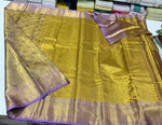 Load image into Gallery viewer, Classic Shimmer Gold &amp; Lavender Brocade Tissue Bridal Elegance Kanchipuram Handloom Silk Saree SS27276
