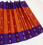 Load image into Gallery viewer, Classic Rust Orange &amp; Purple Elegance Kanchipuram Handloom Silk Saree SS27905
