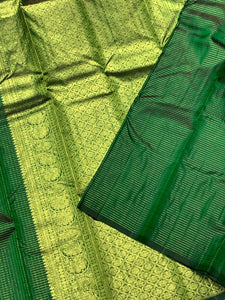 Classic Dark Green 2gm Zari Kanchipuram Handloom Silk Saree SS25976