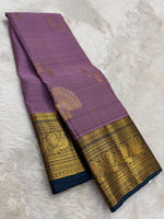 Load image into Gallery viewer, Classic Onion Pink &amp; Teal Blue Elegance Kanchipuram Handloom Silk Saree SS27214
