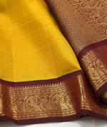 Load image into Gallery viewer, Classic Mango Yellow &amp; Maroon 2gm Zari Elegance Kanchipuram Handloom Silk Saree SS27215
