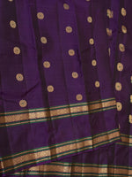 Load image into Gallery viewer, Classic Dark Violet 1gm Zari Double Border Elegance Kanchipuram Handloom Silk Saree SS28604
