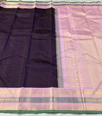 Load image into Gallery viewer, Dark Violet &amp; Baby Pink 2gm Zari Elegance Kanchipuram Handloom Silk Saree SS25240
