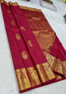 Classic Maroon 1gm Zari Kanchipuram Handloom Silk Saree SS25790