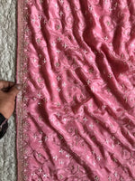Load image into Gallery viewer, Pastel Rose Zardosi Handwork Elegance Crepe Silk Saree SS25396
