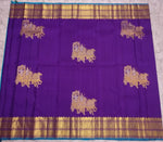 Load image into Gallery viewer, Classic Violet &amp; Sky Blue 2gm Zari Elegance Kanchipuram Handloom Silk Saree SS24628
