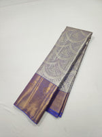 Load image into Gallery viewer, Classic Silver &amp; Lavender Bridal Elegance Kanchipuram Handloom Silk Saree SS24591
