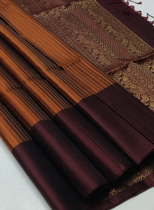 Classic Brown & Mud Chocolate Double Warp Elegance Handloom Soft Silk Saree SS23501