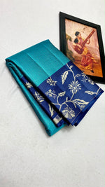 Load image into Gallery viewer, Classic Sky Blue &amp; Navy Blue Banarasi Elegance Kanchipuram Handloom Silk Saree SS27944
