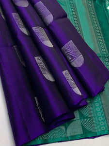 Classic Violet & Sea Green Double Warp Elegance Handloom Soft Silk Saree SS26411