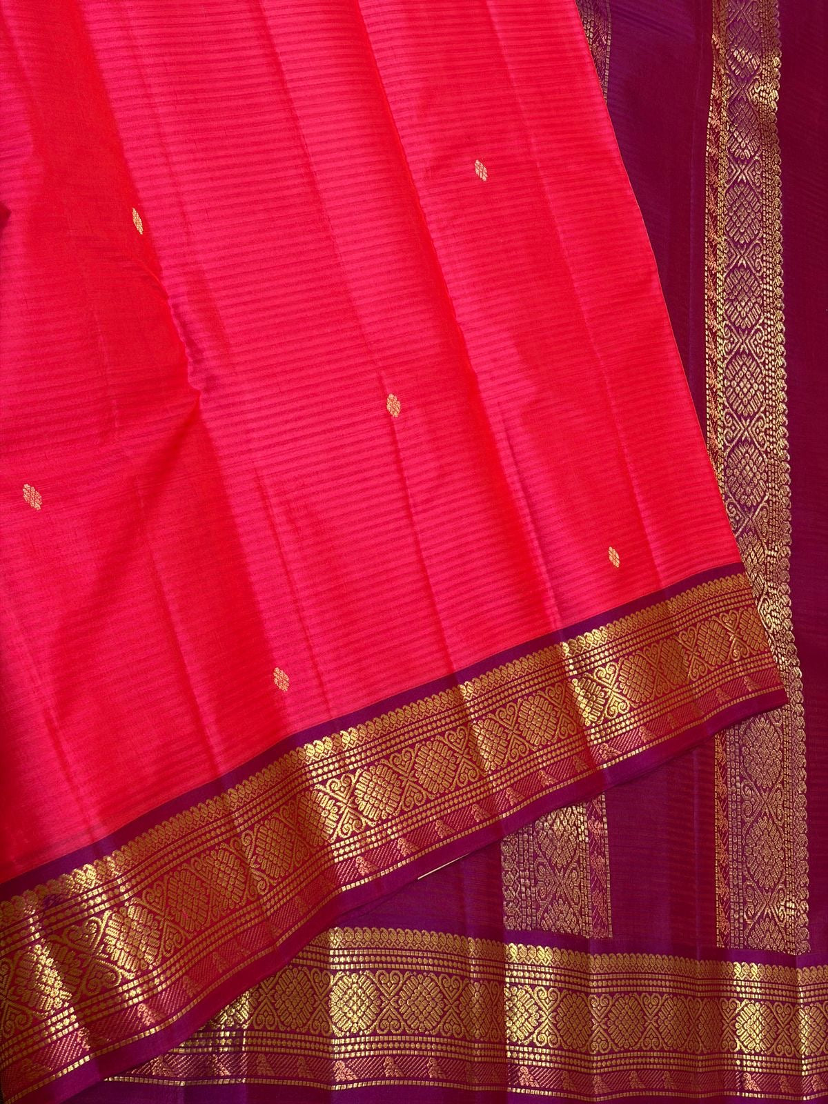 Classic Rose Pink & Wine Red Traditional Butta Kanchipuram Handloom Silk Saree SS26592