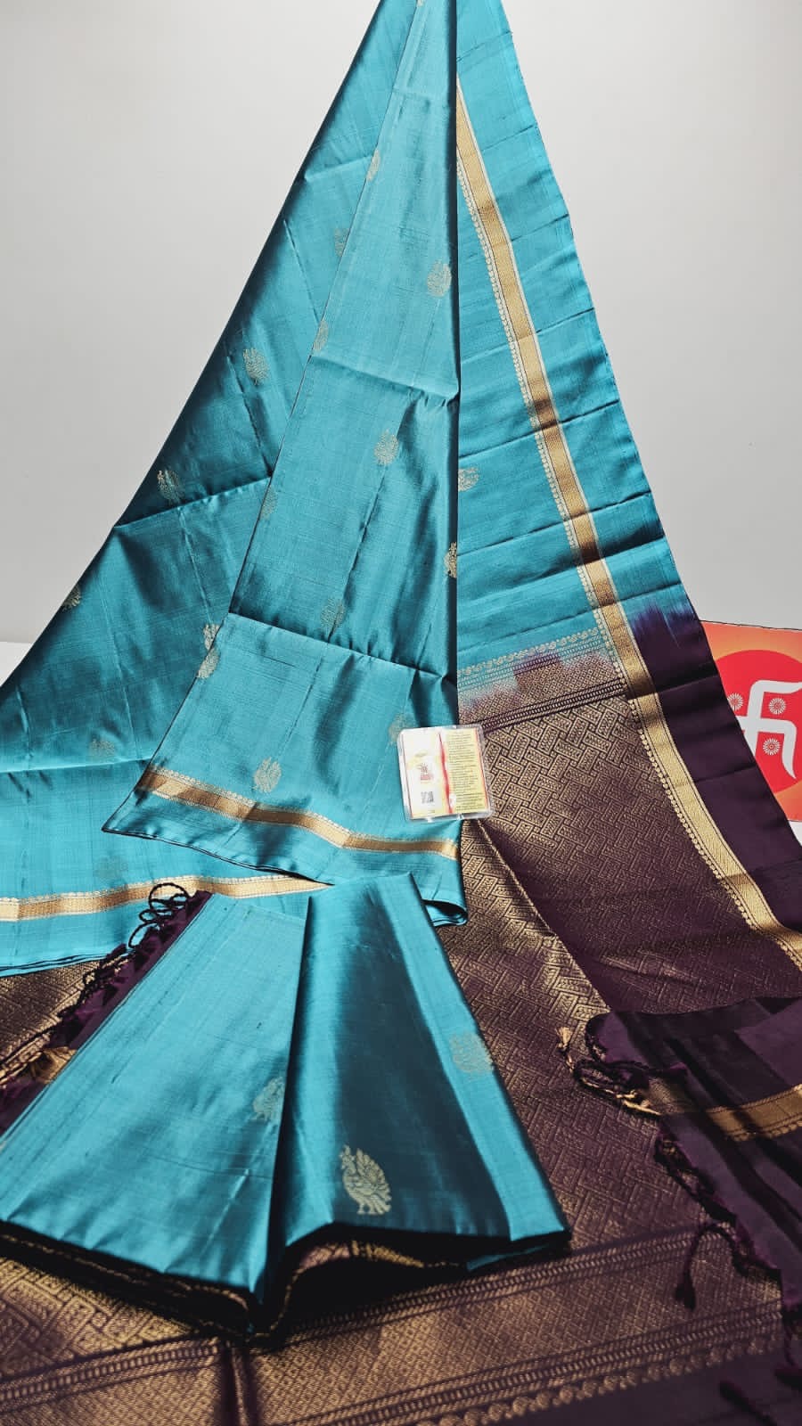 Classic Sky Blue & Plum Elegance Handloom Soft Silk Saree SS24775