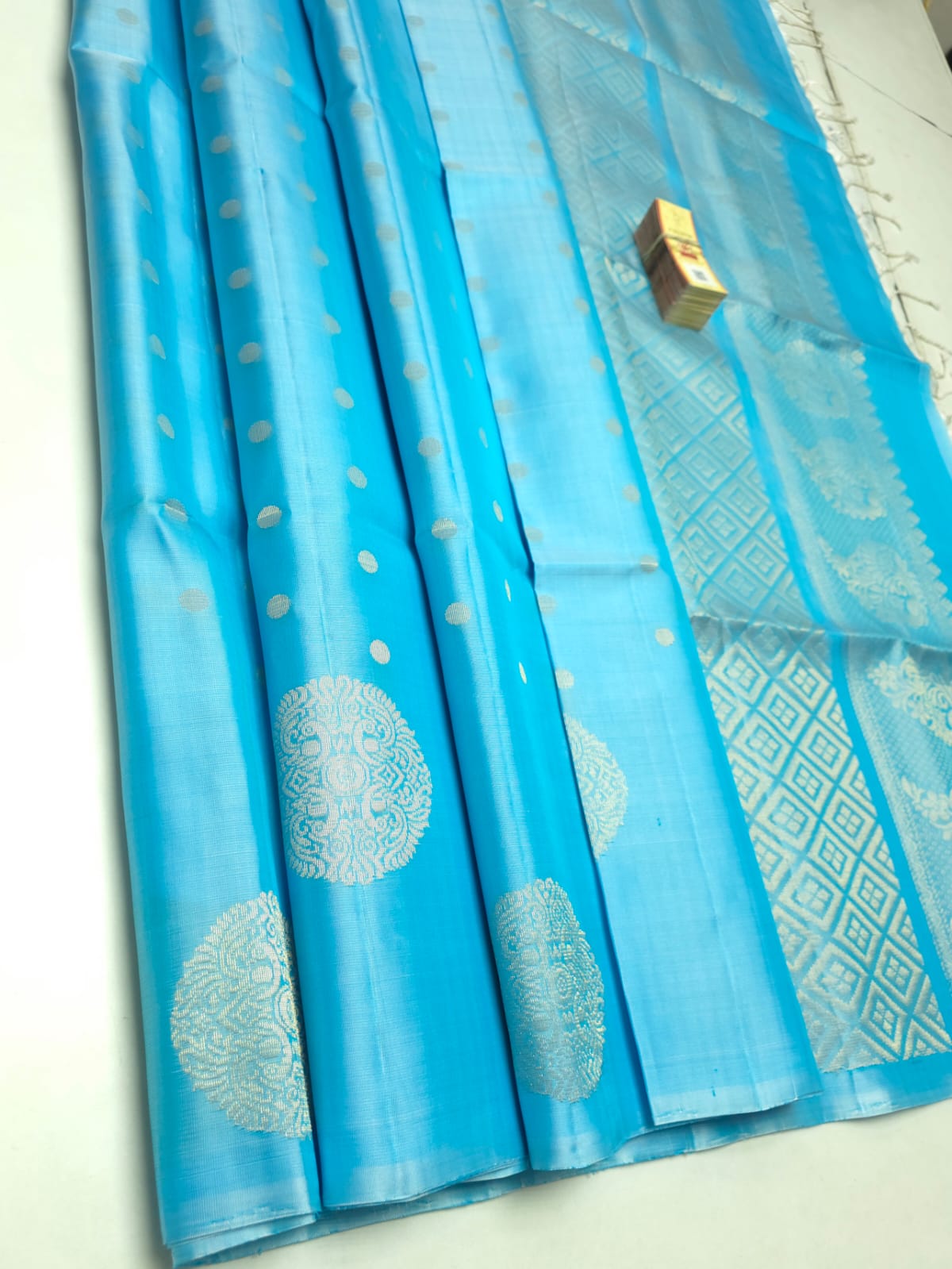 Classic Sky Blue Double Warp Elegance Handloom Soft Silk Saree SS26435