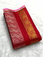 Load image into Gallery viewer, Classic Carmine Red 2gm Zari Kanchipuram Handloom Silk Saree SS26100
