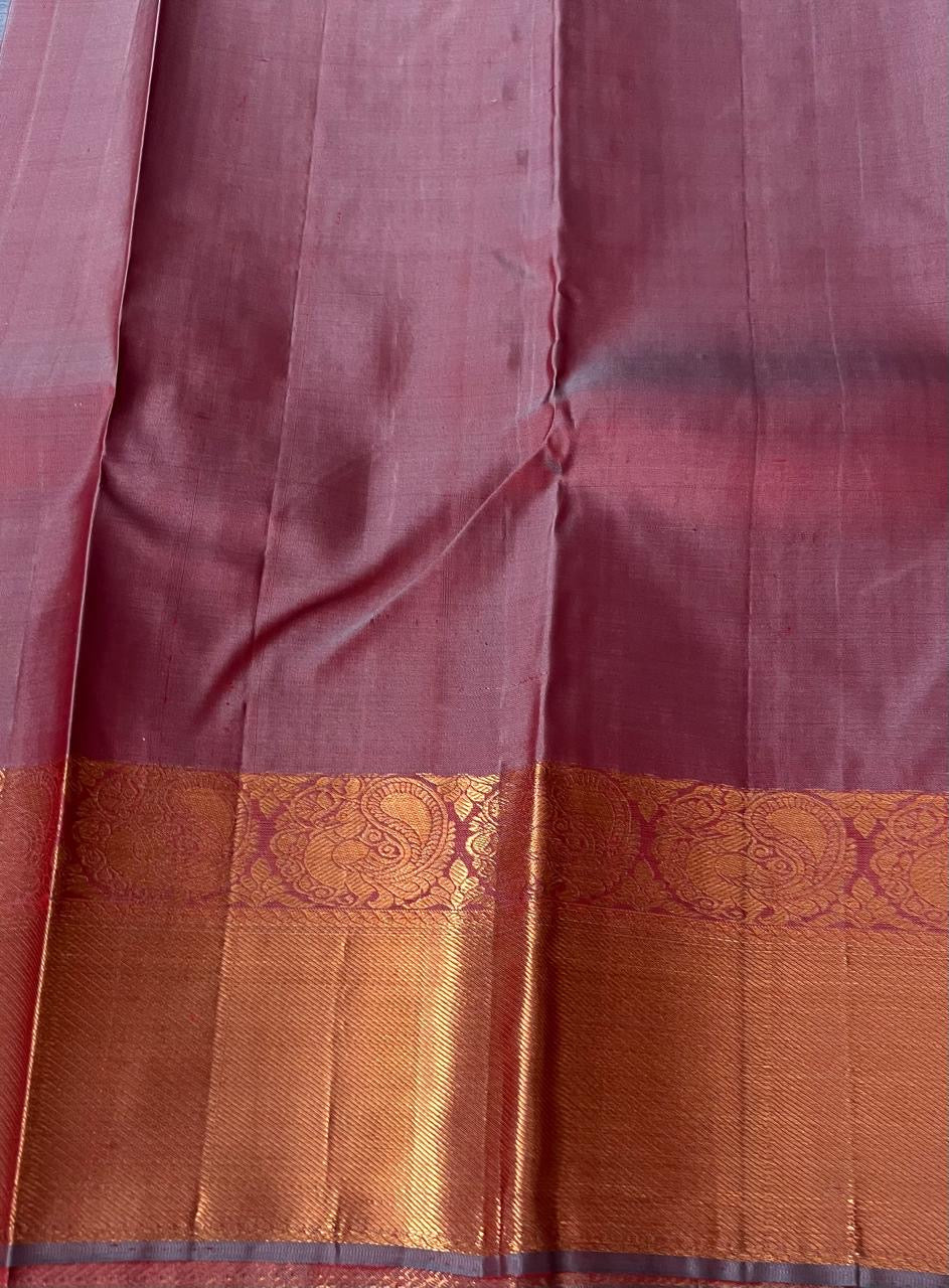 Classic Onion Pink & Mauve 2gm Zari Elegance Kanchipuram Handloom Silk Saree SS24127