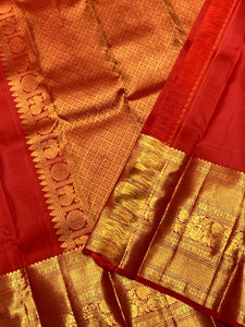 Classic Orange Elegance Kanchipuram Handloom Silk Saree SS25433