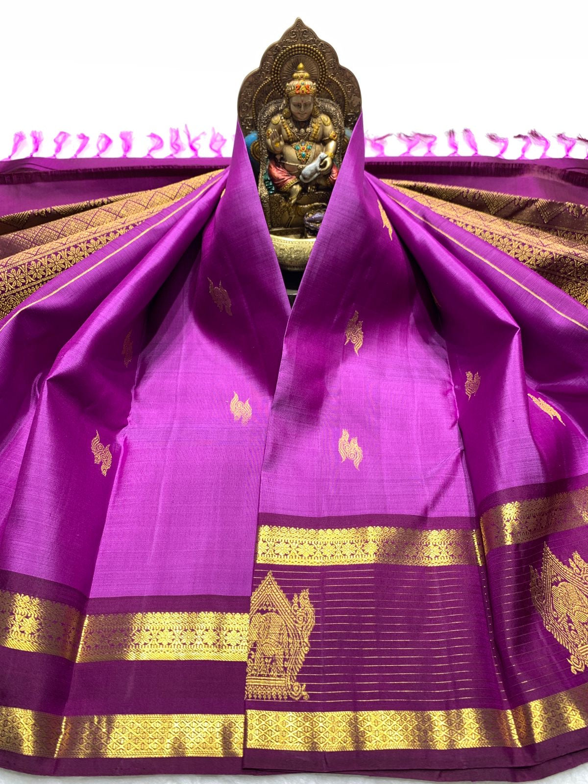 Classic Magenta & Purple Pink 2gm Zari Elegance Kanchipuram Silk Saree SS24012