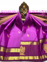 Load image into Gallery viewer, Classic Magenta &amp; Purple Pink 2gm Zari Elegance Kanchipuram Silk Saree SS24012
