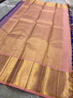 Load image into Gallery viewer, Classic Royal Blue &amp; Baby Pink Kanchipuram Handloom Silk Saree SS26027
