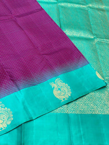 Classic Wine Red & Turquoise Elegance Kanchipuram Handloom Silk Saree SS23539