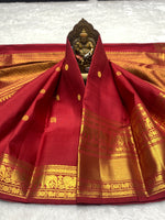 Load image into Gallery viewer, Classic Maroon Red 2gm Zari Bridal Elegance Kanchipuram Handloom Silk Saree SS28253
