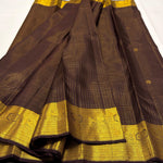 Load image into Gallery viewer, Classic Dark Chocolate Brown Elegance Kanchipuram Handloom Silk Saree SS28578
