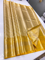 Load image into Gallery viewer, Classic Golden Yellow Beige Bridal Elegance Kanchipuram Handloom Silk Saree SS23924
