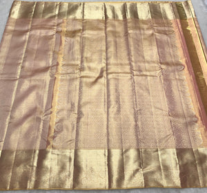 Pastel Pink & Cream Dual Toned 2gm Zari Bridal Elegance Kanchipuram Handloom Silk Saree SS25446