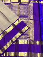 Load image into Gallery viewer, Classic Grey &amp; Purple 2gm Zari Elegance Kanchipuram Silk Saree SS23941
