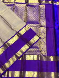 Classic Grey & Purple 2gm Zari Elegance Kanchipuram Silk Saree SS23941