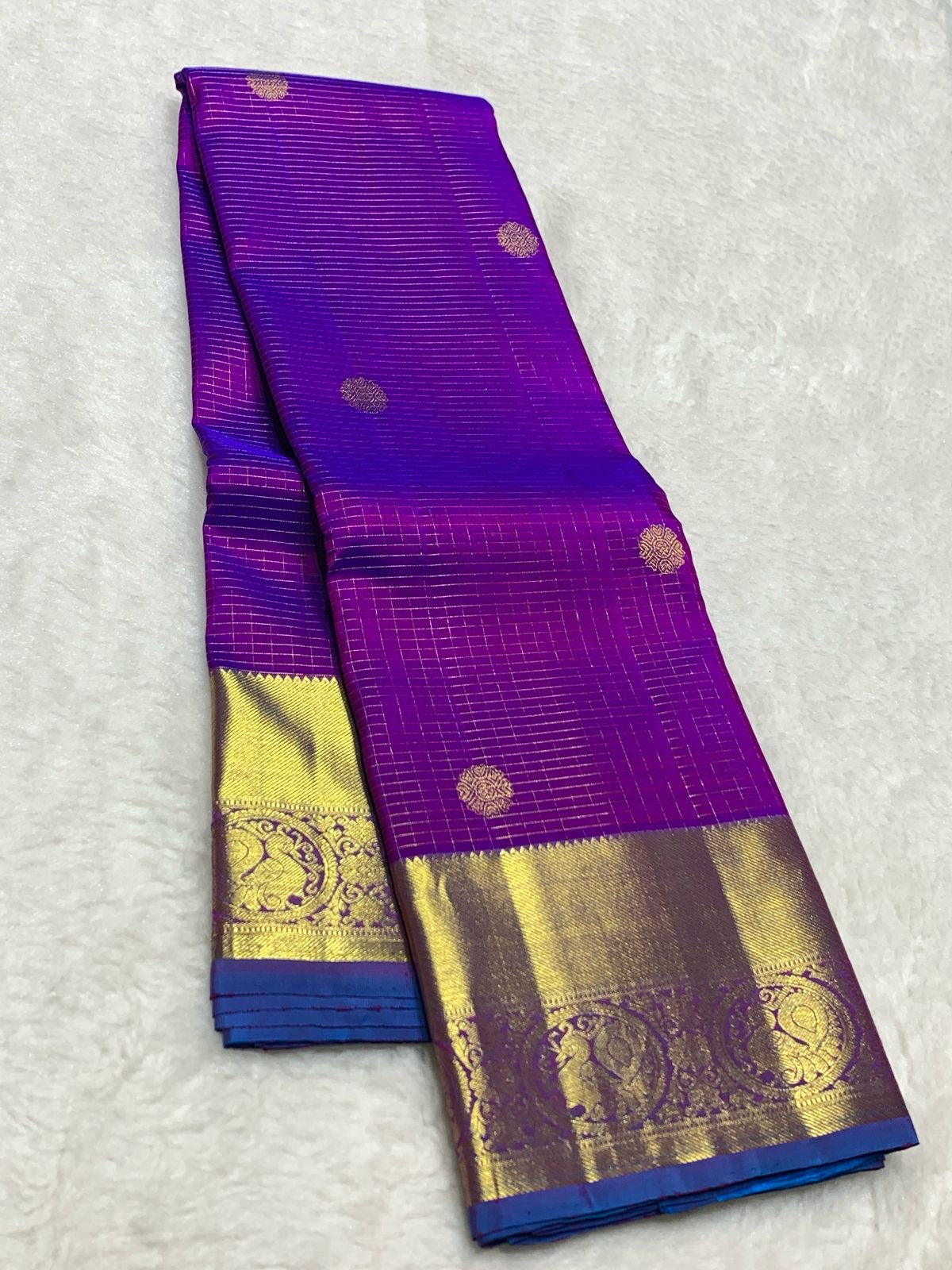 Classic Vadamalli & Aegan Blue 2gm Zari Elegance Kanchipuram Handloom Silk Saree SS24614