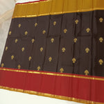 Load image into Gallery viewer, Classic Espresso &amp; Red Elegance Kanchipuram Handloom Silk Saree SS24200
