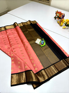 Classic Rose & Black Elegance Kanchipuram Handloom Silk Saree SS23741