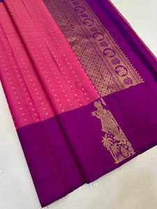 Classic Pink & Vadamalli Purple Elegance Kanchipuram Handloom Silk Saree SS25338