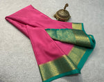 Load image into Gallery viewer, Classic Deep Pink &amp; Teal Green Elegance Mysore Silk Saree SS24644
