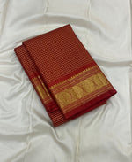 Load image into Gallery viewer, Classic Brick Orange 2gm Vintage Zari Checks Elegance Kanchipuram Handloom Silk Saree SS27512

