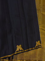 Load image into Gallery viewer, Classic Carbon Black Parrot Butta Small Border 2gm Zari Bridal Elegance Kanchipuram Handloom Silk Saree SS28370

