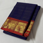 Load image into Gallery viewer, Classic Navy Blue &amp; Burnt Orange 2gm Zari Vintage Elegance Kanchipuram Handloom Silk Saree SS28234
